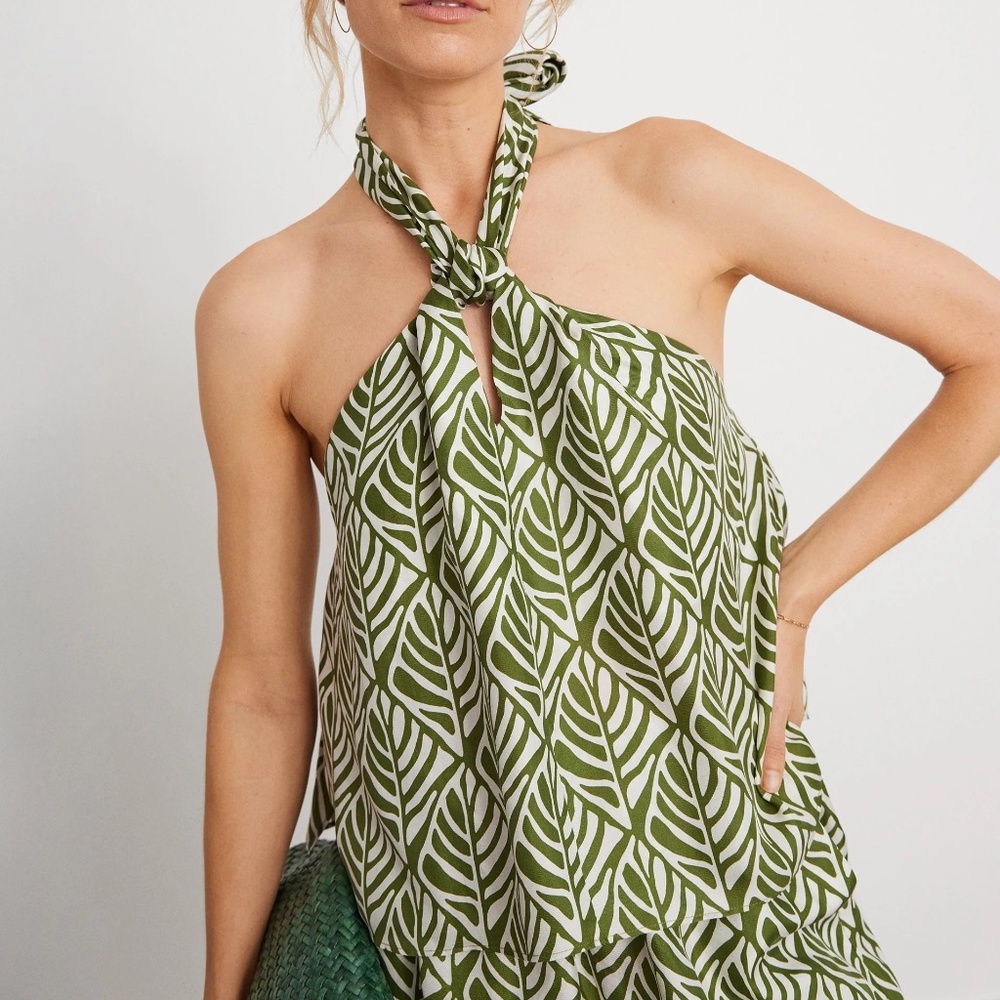 NWT Unsubscribed silk tie halter top Size XS